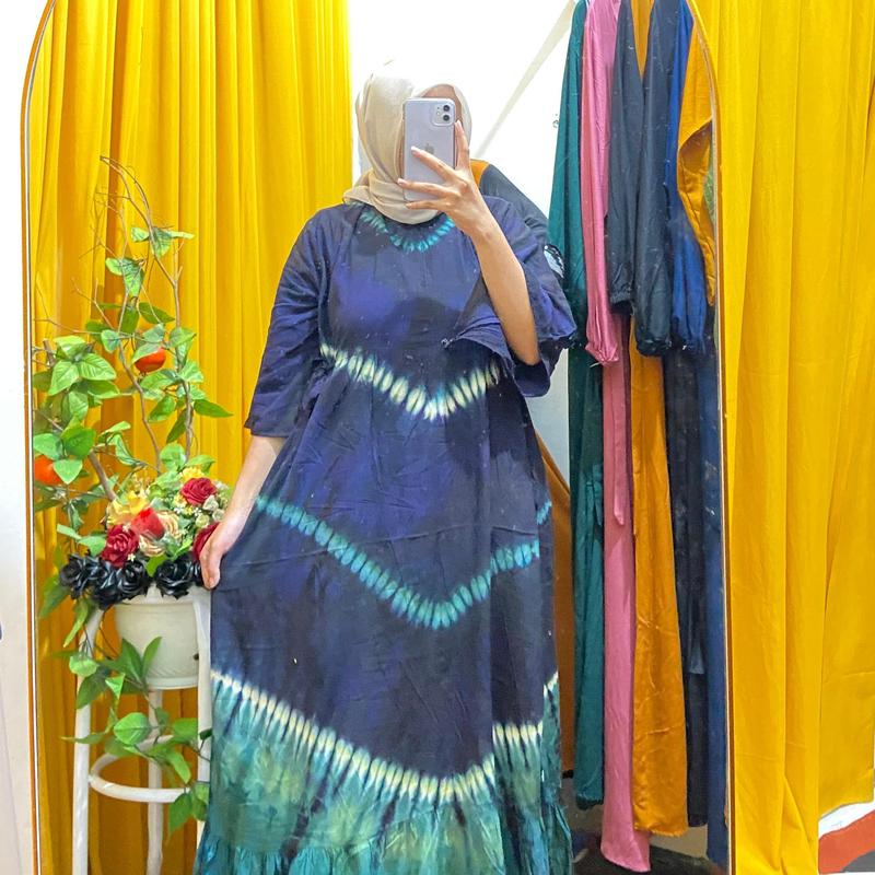 [ BEST SELLER NEW MOTIF ] DRESS CIBI LENGAN 3/4 BAHAN  RAYON TEBAL TERBARU / DRESS WANITA  MOTIF JUMPUTAN TERBARU TERLARIS - UKURAN STANDAR & JUMBO LD 110 & 120 PB 130 7