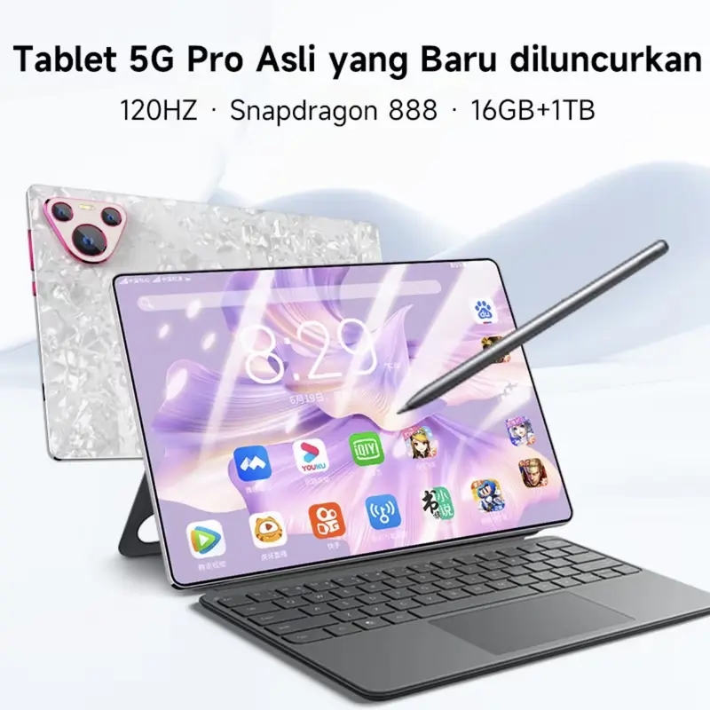 2025 baru Miracle Snapdragon 888 tablet definisi tinggi Cahaya lembut Tampilan layar penuh Kemampuan penyisipan kartu Penghiburan kantor Pelajaran online murid Bluetooth WiFi 0