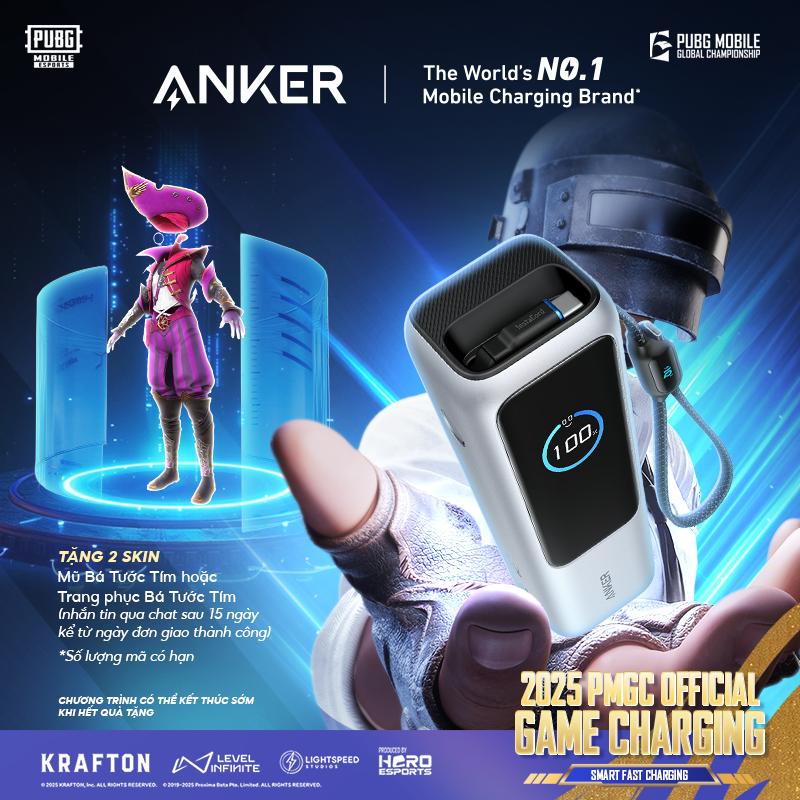 ANKER Sạc dự phòng Anker Zolo dung lượng lớn 25000mAh | Công suất cao 165W | 2 cổng 1C1A | Tích hợp 2 dây cáp USB-C có thể thu gọn | Sạc cùng lúc 4 thiết bị | Màn hình thông minh | Nhỏ gọn tiện lợi - A1695