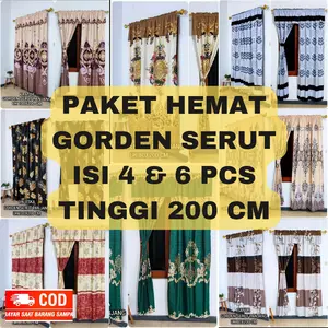 PROMO PAKET HEMAT 4 & 6 PCS GORDEN SERUT JENDELA DAN PINTU MINIMALIS UKURAN TINGGI 200 Curtain Katun