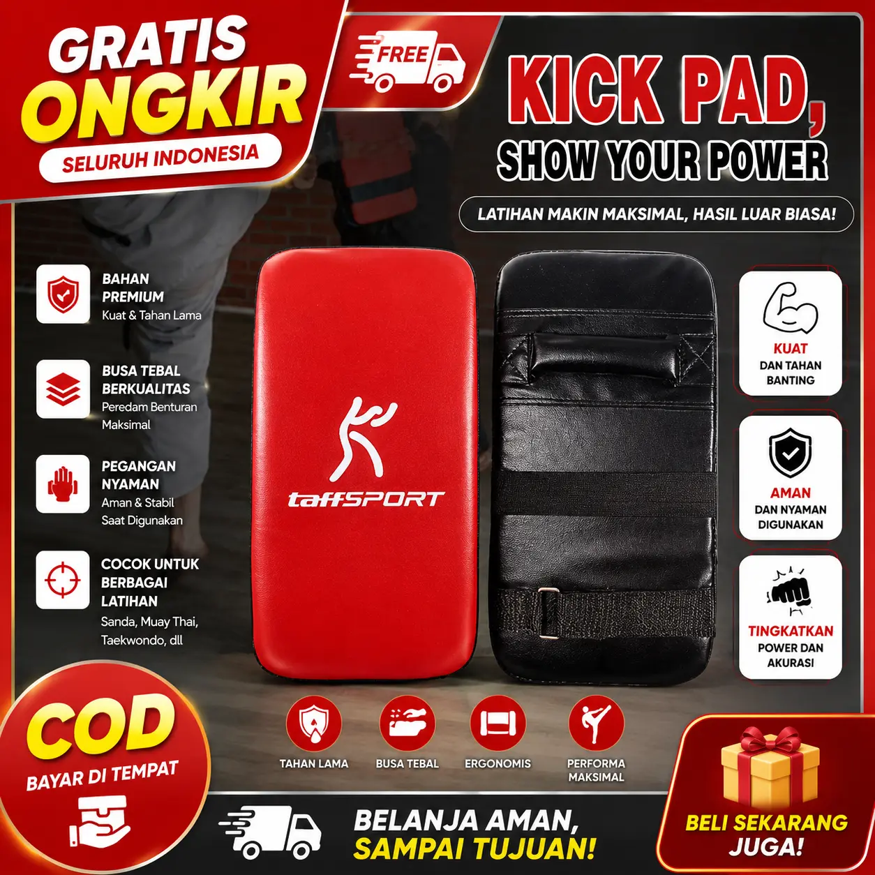Malaku Mall - Ki ing Pad Bela Diri | Sanda M y Thai | Target Latihan Tae ondo - Merah Hitam
