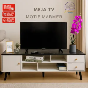 Lemari TV Motif Marmer - Lemari TV Serbaguna Minimalis Estetik Bufet TV - Lemari TV Kayu Modern Murah - Loker TV Meja Tv Murah Sederhana Meja Samping Yafengyuan Furniture