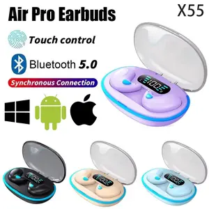 Air Pro X55 TWS Mini Invisible Sleep Wireless Headphones Bluetooth Earphones Noise Cancelling Touch Control HiFi Stereo Headsets For iPhone 17 16 15 14 13 Pro Max For Galaxy S25 S24 Ultra S23 FE A55 A35 A16 A36 Earbuds Accessories