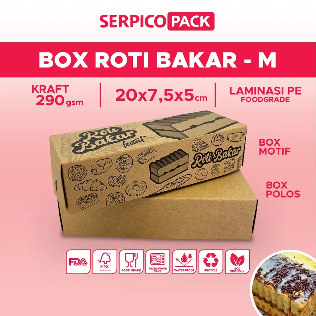 Dus Roti Bakar Bandung 1/2 porsi / Box Roti Bakar / Kemasan Roti Bakar / Bungkus Roti Bakar Food Grade Anti Minyak