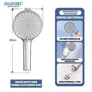 JOJOMU Shower Head 5 Mode Tekanan Tinggi – Kepala Shower Multifungsi Chrome Plated – Lubang Besar Aliran Deras, Cocok Semua Selang 1/2 Inci