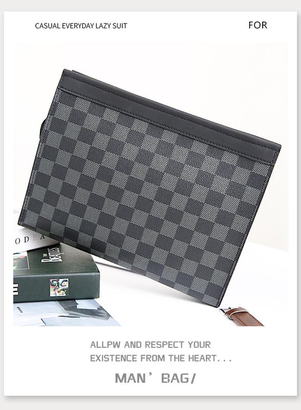 Product Introduction of Handbag Handbag 2023 new fashion men&#039;s bag plaid leisure business briefcase file bag envelope bag 9