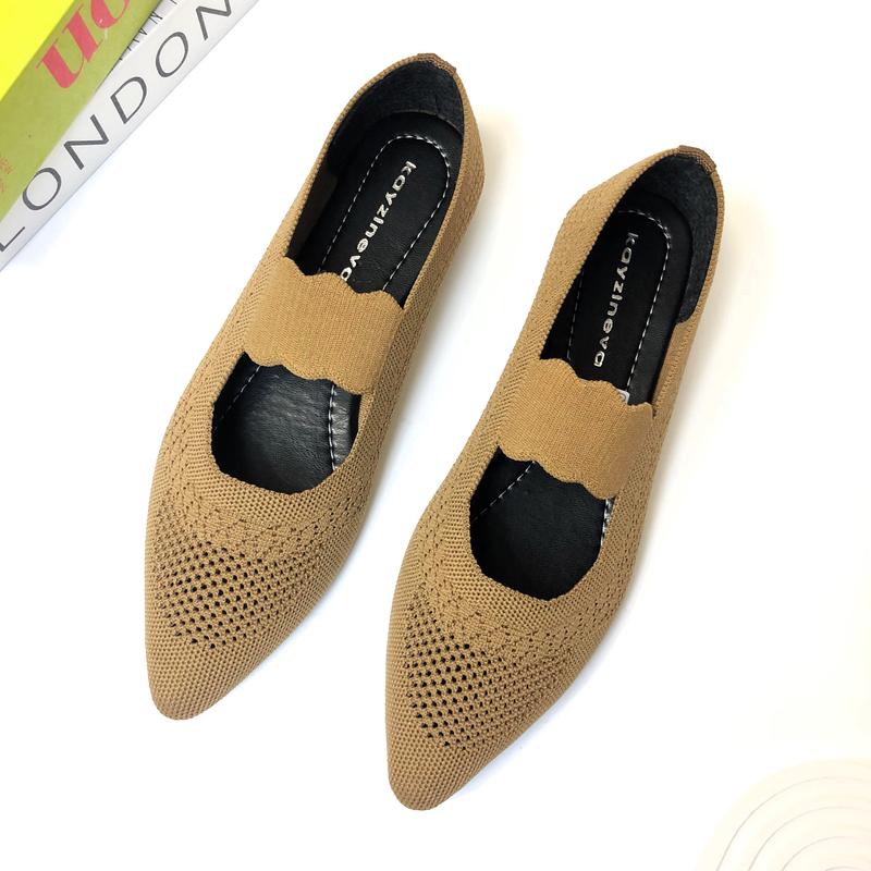 Kayzineva DD-01 Flat Shoes Wanita Kerja Tali Tengah Rajut Premium Sol Hitam Karet Perempuan 8
