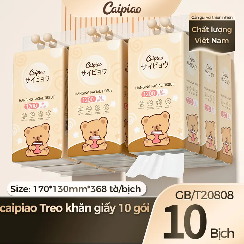 [10 bịch] Caipiao Giấy treo gấu dễ thương 10 gói mỗi thùng, mềm mại an toàn thoải mái, dùng đa cảnh.(13012-10)-1735636051366479647