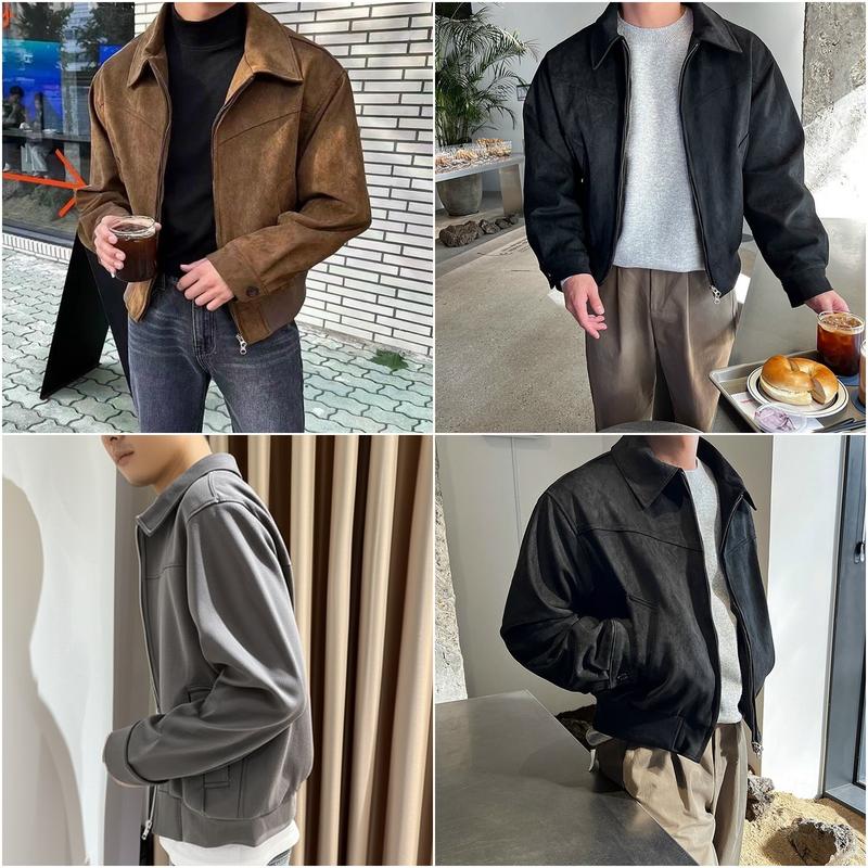 Áo Khoác Jacket Da Lộn Trơn Form Crop Unisex Nam Nữ