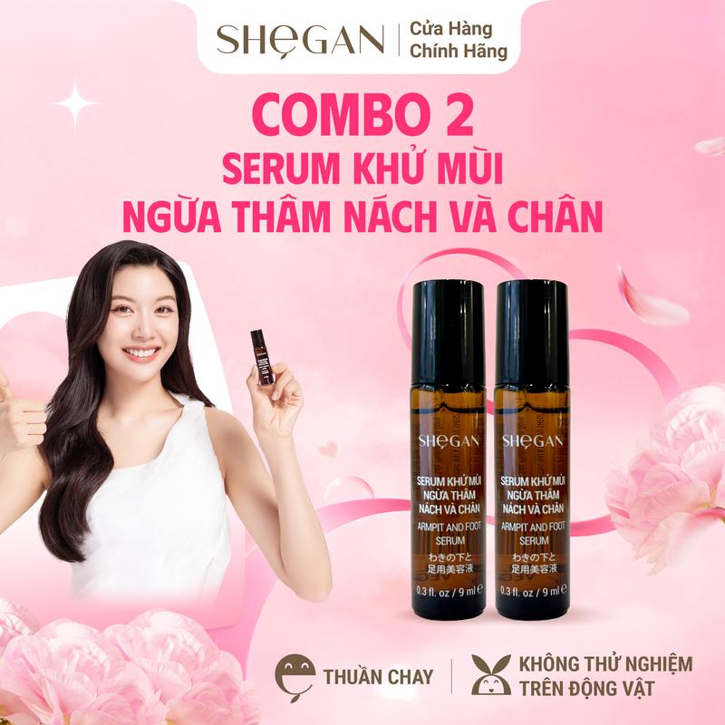 Combo 2 Chai Serum Khử Mùi Ngừa Thâm Nách Và Chân SHeGAN - Khử Mùi, Ngăn mùi Mồ Hôi, Dưỡng Ẩm Vùng Da Dưới Cánh Tay, Phù Hợp Cho Mọi Loại Da Khử Mùi Hôi, Lăn Khử Mùi