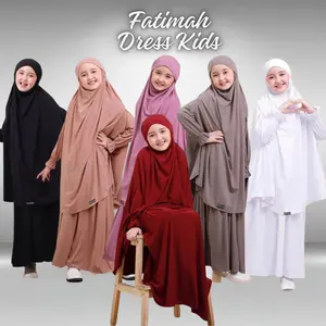 Gamis Anak Perempuan Syar'i Bahan Jersey Usia 3-13 Tahun terbaru Polos Dress Anak Pengajian Lebaran Baju Muslim Syari Wanita Remaja Crinkle