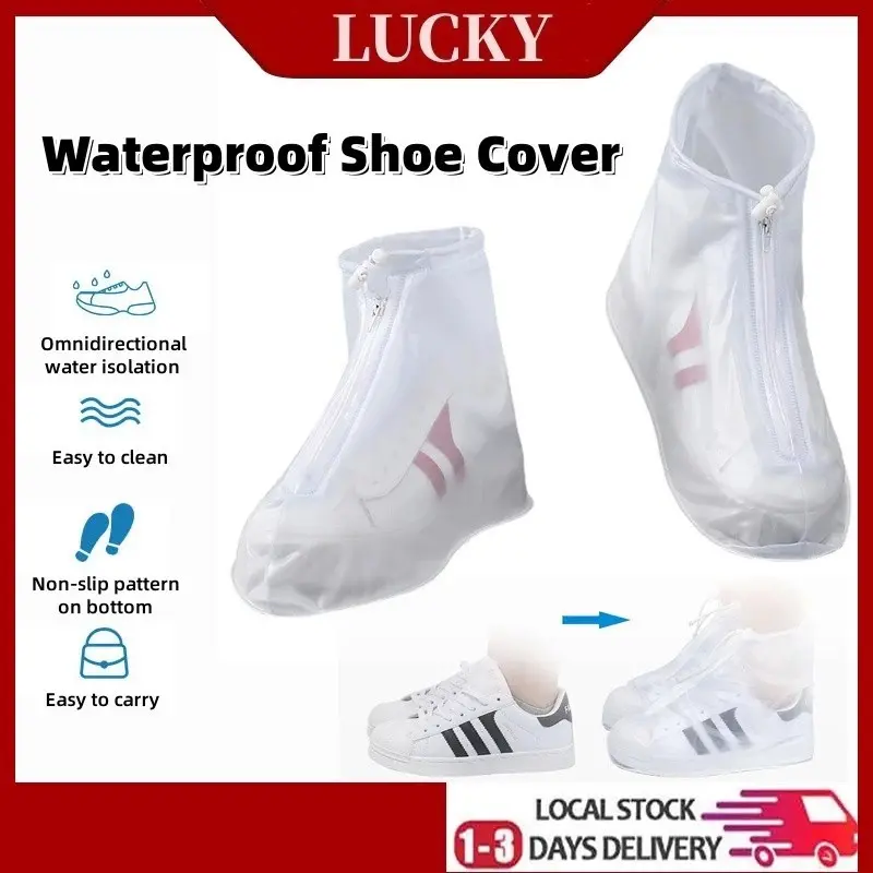 Reusable Rain Shoe Cover Waterproof/Anti-Slip Thickened With Zipper Shoe Covers For Outdoor Adult Children