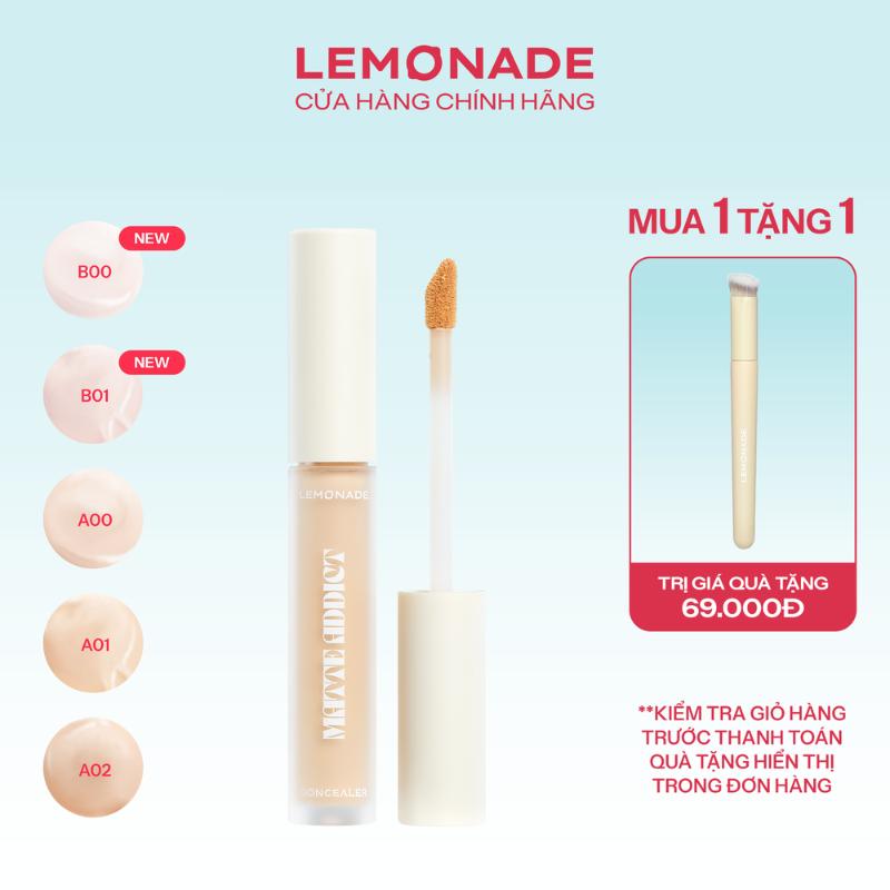   MUA 1 TẶNG 1  MUA 01 Kem che khuyết điểm Lemonade Matte Addict Concealer 3g TẶNG 01 Cọ che khuyết điểm đa năng 