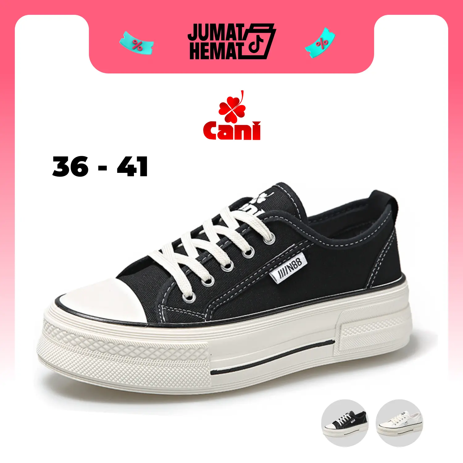 CANI Aerin Sepatu Canvas Platform Wanita Casual Karet Shoes K9178