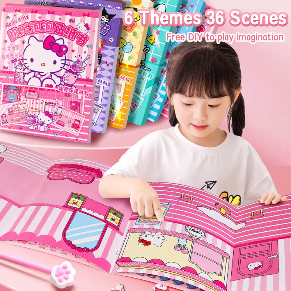 DIY Quiet Book Stiker Buku Busy Book hadiah Natal Kuromi Melody Pochacco Cinnamoroll Hellokitty Mainan Permainan