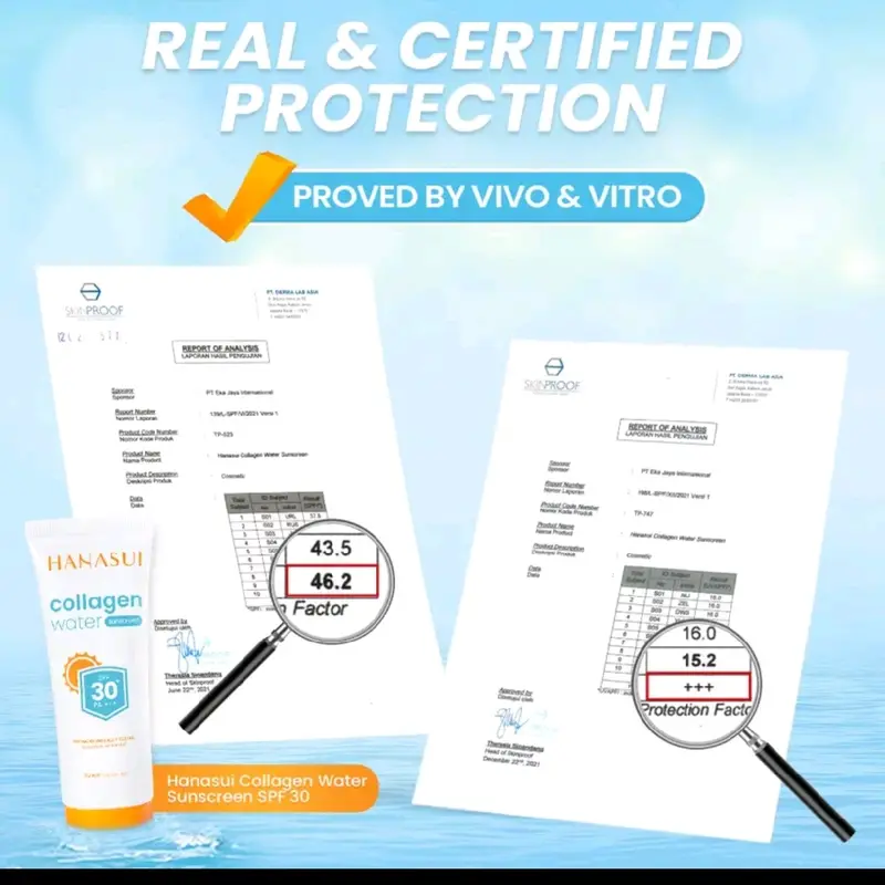 Hanasui Collagen water sunscreen - SPF 30 - SPF 50 - Ringan dan menenangkan Kulit No Whitecast Wajah Tidak Kusam Berminyak 3