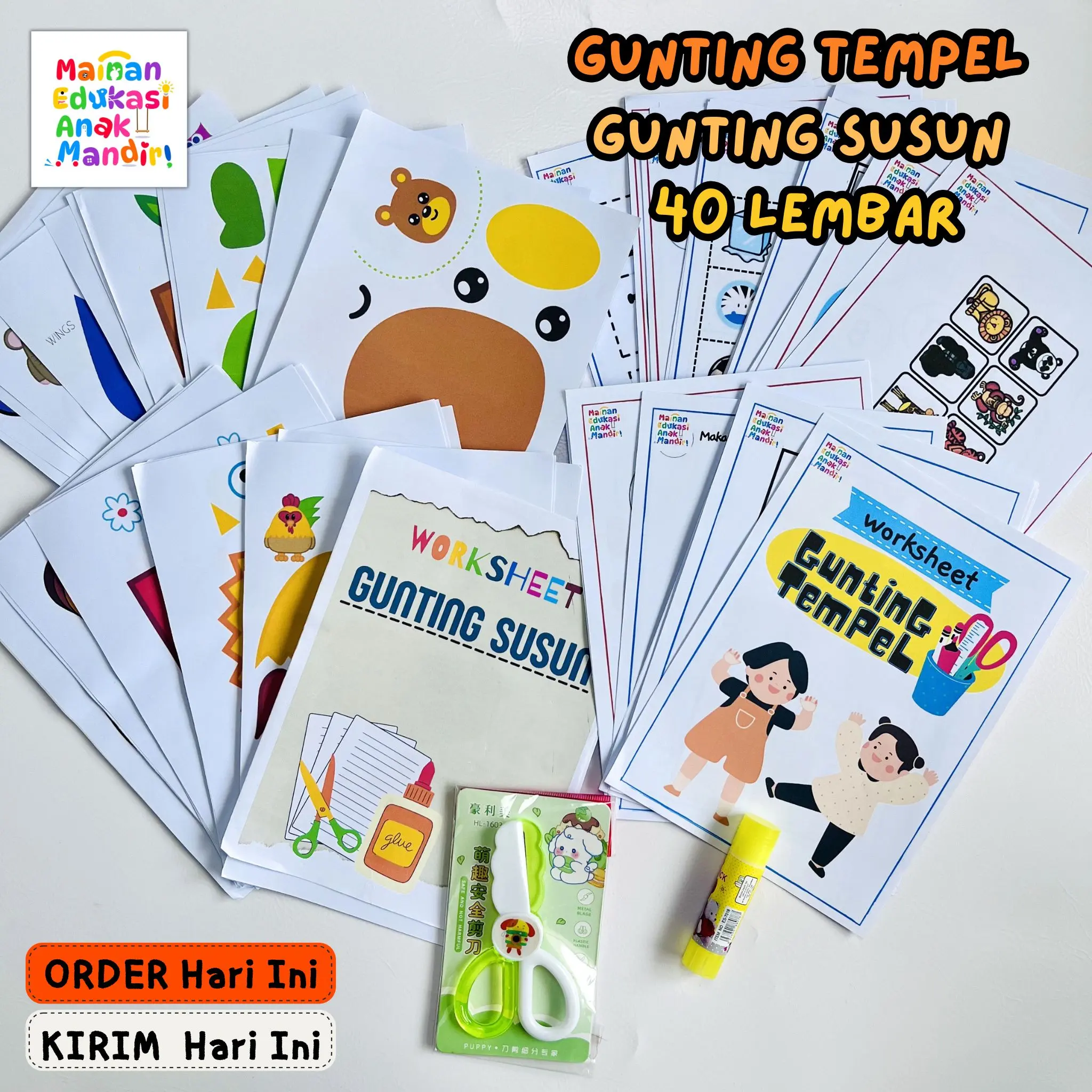 40 hal Worksheet Anak 2 3 4 5 6 Tahun Aktivitas Menggunting Dan Menempel TK PAUD PRESCHOOL