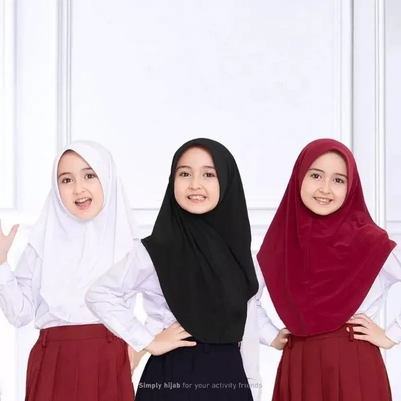 Bergo Hamida Anak Basic Jersey Premium 3-14 Tahun/Kerudung Anak Perempuan Sekolah TK SD Instan Muslim Jilbab Tanggung Nyaman Segitiga Renda
