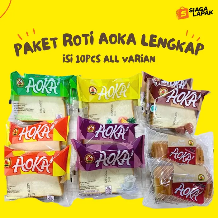 Paket 10 Roti Aoka All Varian Mix Rasa 65gr Default