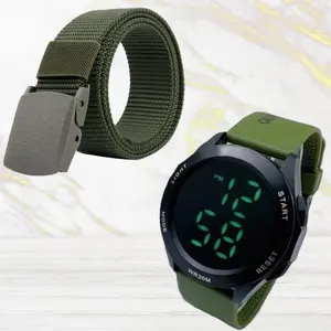 JAM TANGAN COWO DIGITAL LED SPORTY BONUS IKAT PINGGANG GESPER KANVAS KEREN KEKINIAN TALI KARET KEREN UNTUK PRIA BERKUALITAS