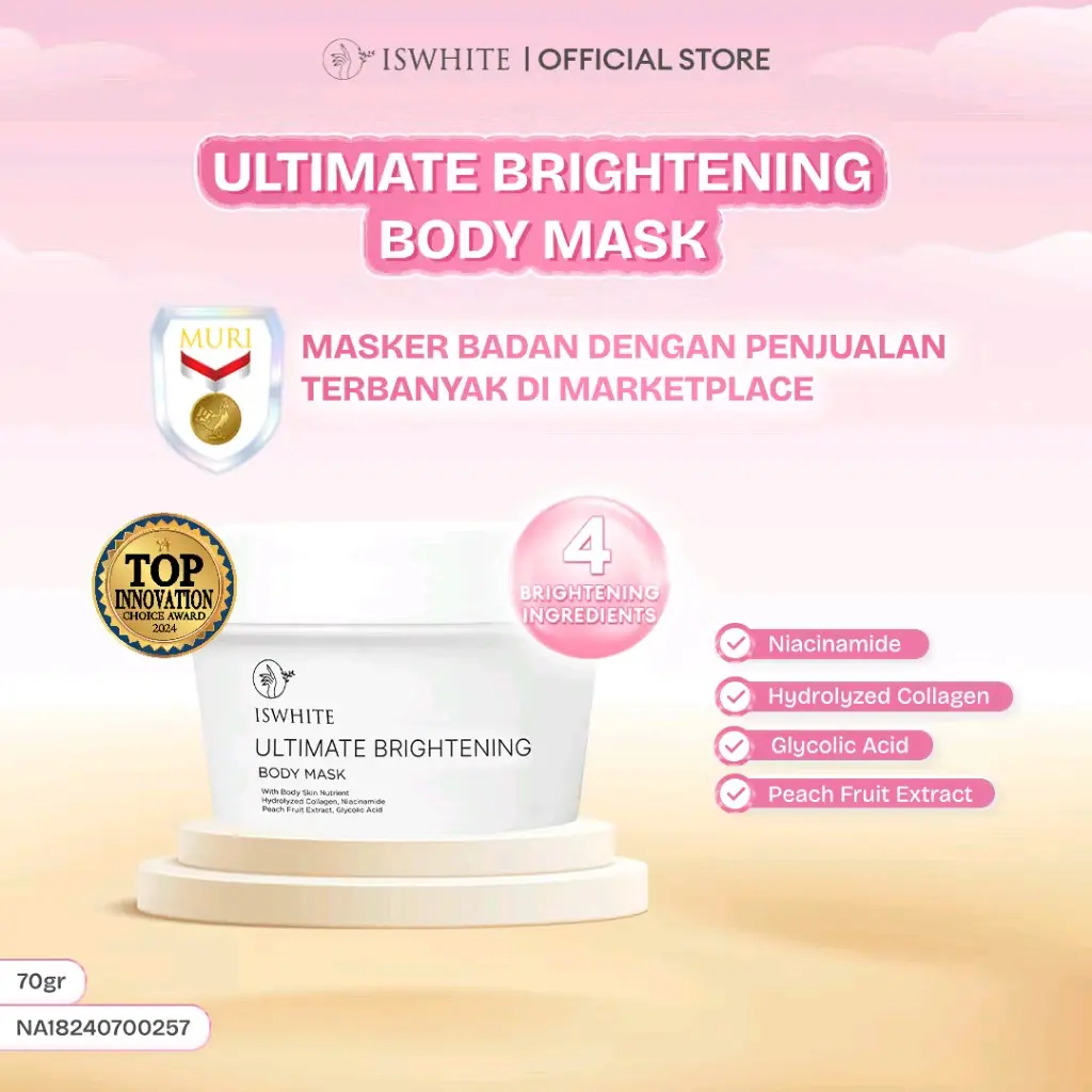 ISWHITE Ultimate Body Mask With Hydrolyzed Collagen Masker Badan 70gr FRE POUCH