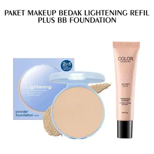 Paket Makeup Bedak Refil Lightening TWC Plus BB Foundation Tahan Lama Wajah Compact