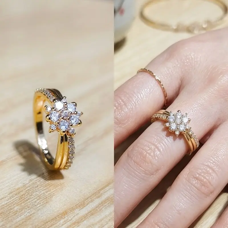 Cincin Wanita Permata Bunga Simple dan Elegan CC CE4423 - Perhiasan