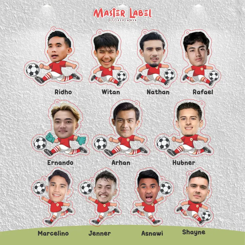 Stiker Kartu Ganci Timnas Badan Kartun / ganci timnas / ganci lucu TIMNAS 1