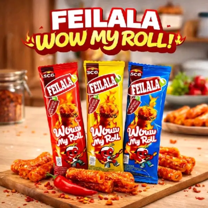 Feilala Wow My Roll Snack 1pack isi 50pcs Rasa Pedas dan Nikmat