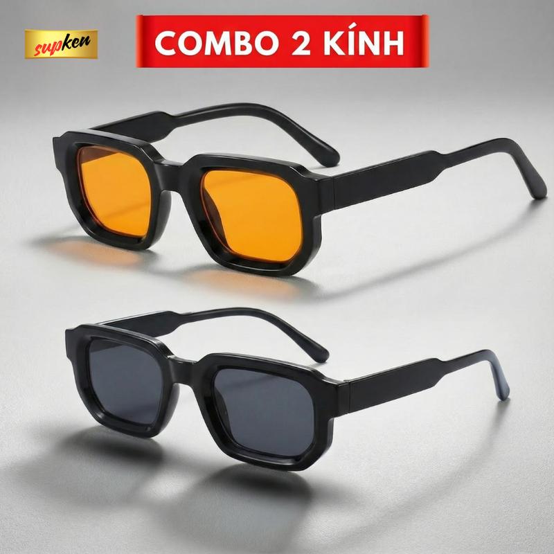 Bộ Đôi Kính Mát Cao Cấp  AS4 - Kính Vuông Unisex Thời Trang, Chống UV400, Gọng Dẻo Cao Cấp , Đi Chơi , Chụp Ảnh , Đi Biển - Woman Man
