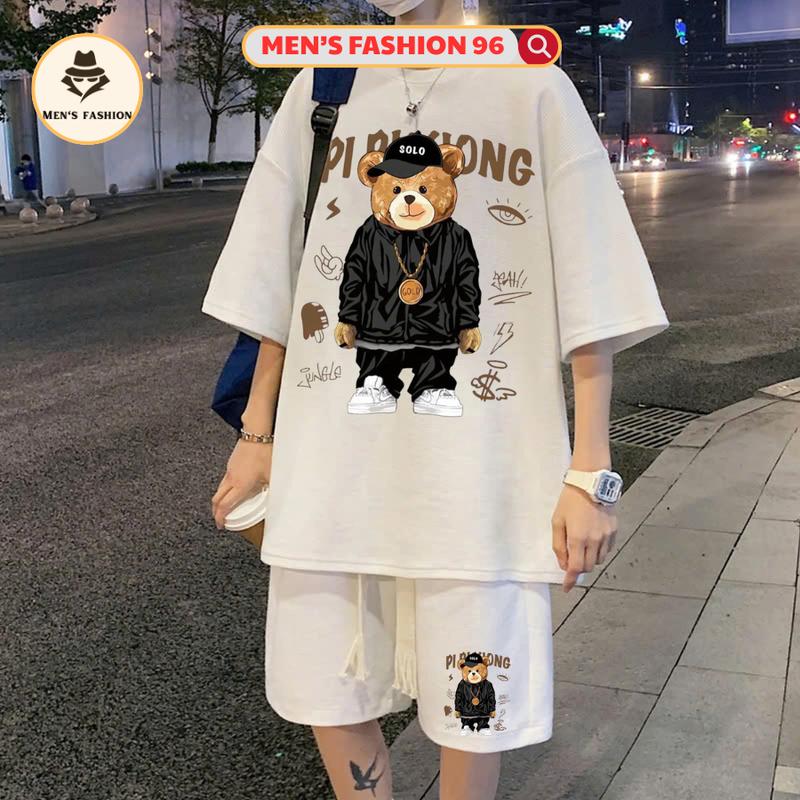  Sét cộc tay Nam  bộ đồ mùa hè thời trang thương hiệu quần short thể thao tay ngắn rộng rãi quần áo nam M012 