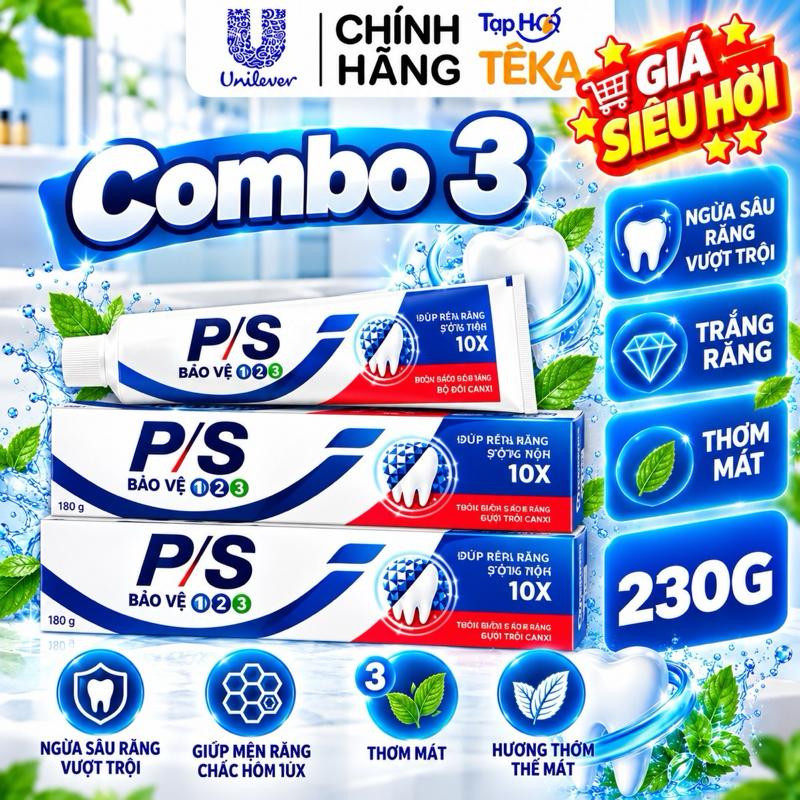 Combo 3 Kem Đánh Răng 230G Bảo Vệ 123