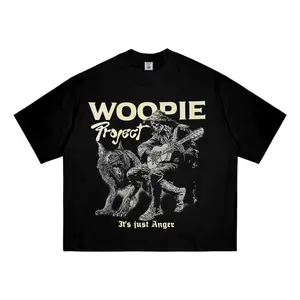 Woopie Project Boxy Crop Pria Wanita Oversized Hitam Katun Combed 20s 200gsm Lembut Kaos Distro Cowok Baju Skena Style Sablon