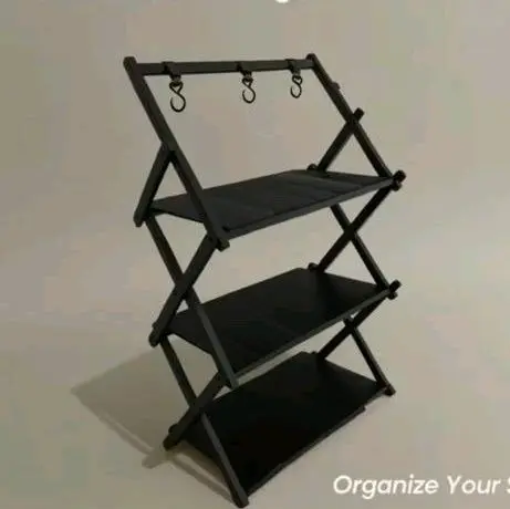 RAK LIPAT CAMPING 3 TINGKAT KAYU ASLI Dengan Desain Lipat Praktis untuk Organize Your Camping Essentials