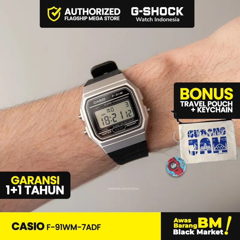 Casio General F-91WM-7ADF F-91WM F-91 F91WM F 91WM  Stopwatch Kaca 1