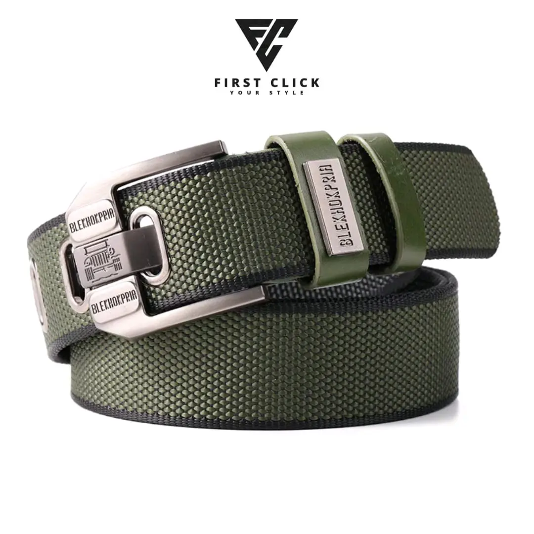 Sabuk Cowok Keren Tactical Nylon Canvas Ikat Pinggang Pria Quickly Unlock - Gesper Pinggang Pria Besi Kanvas branded