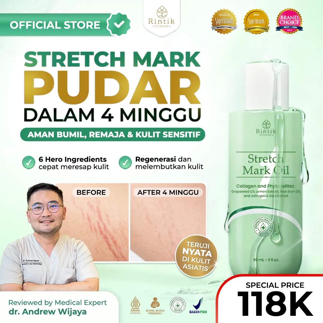 [LIVE-EXCLUSIVE OFFER] Rintik Stretch Mark Oil Perawatan Kulit Ibu Hamil 90ml