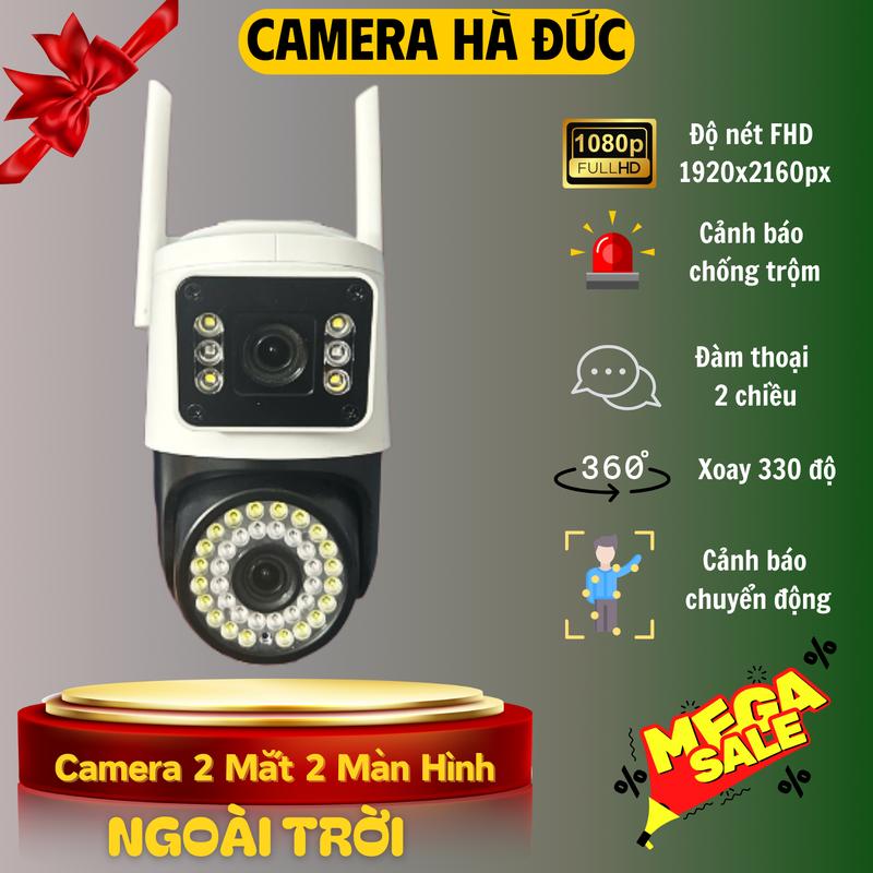 Camera Yoosee Wifi Ngoài Trời 2 Mắt 2 Màn Hình Q42D , xoay 330 độ, đàm thoại