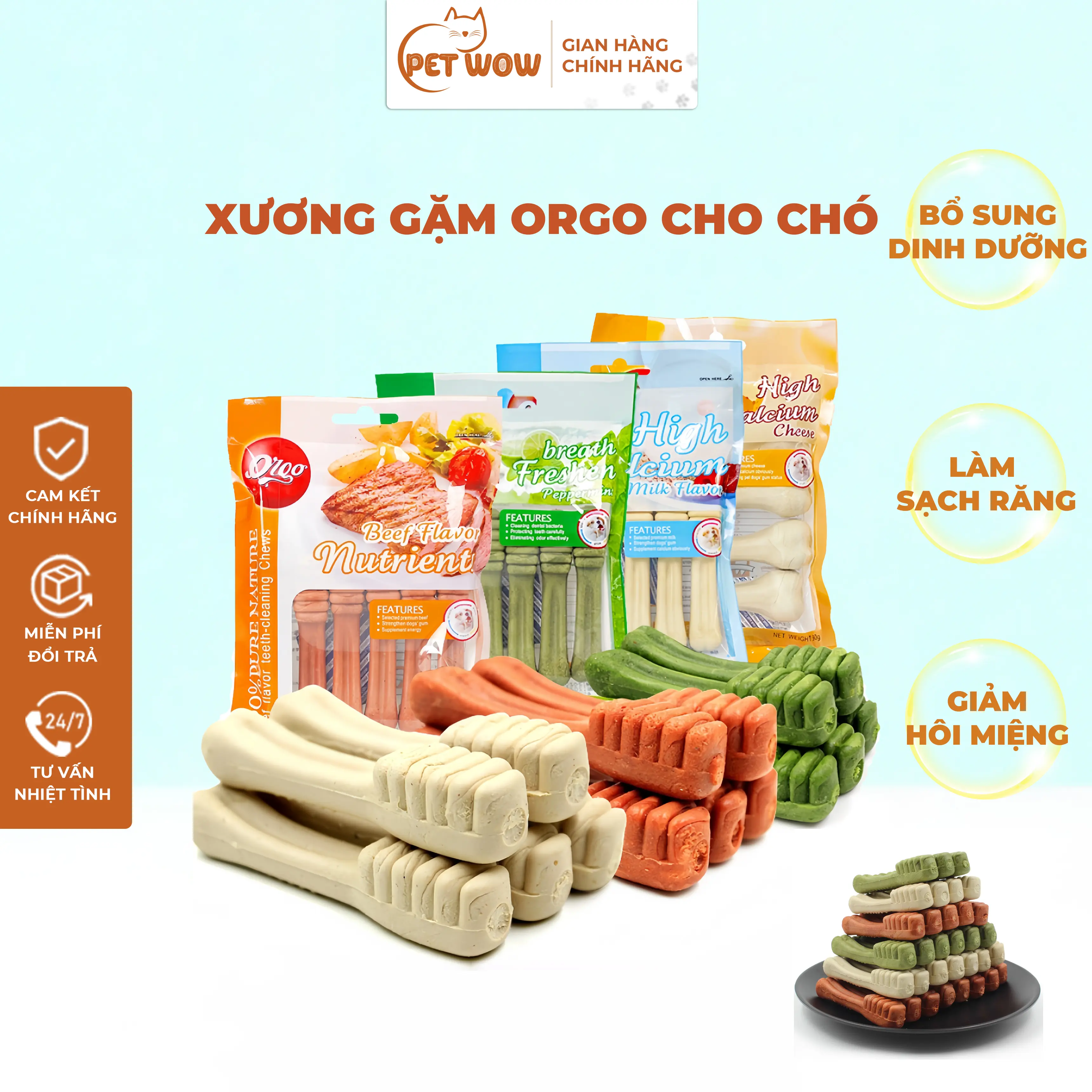 Xương Gặm Bàn Chải Orgo Cho Chó Sạch Răng - Thơm Miệng - Bổ Sung Canxi - Bổ Sung Dinh Dưỡng