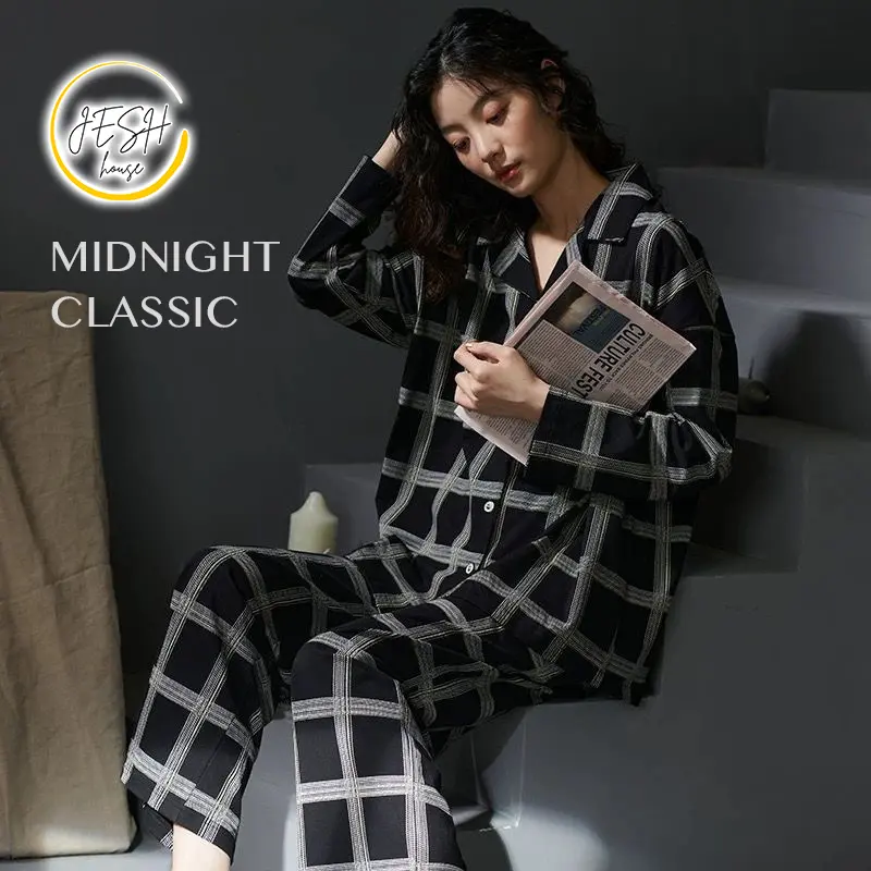JESHHOUSE SERIES 01 Piyama Set PP Lengan Panjang Mewah Kekinian Cotton Milky Lembut Nyaman Halus Tidur Wanita Bahan Premium Soft Milk Cotton