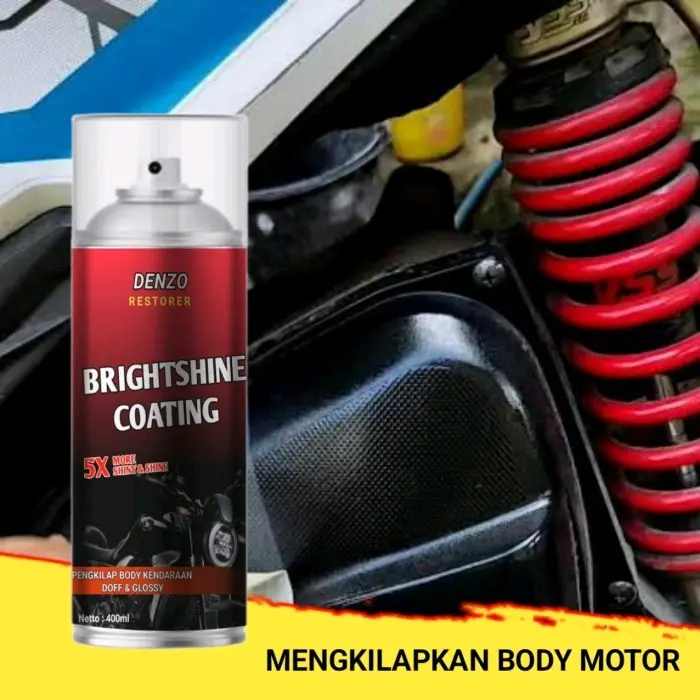 2PCS - DENZO BRIGHTSHINE COATING / Penghitam/Pengkilap Body Motor Glossy & Doff 400 ml + lap. 2