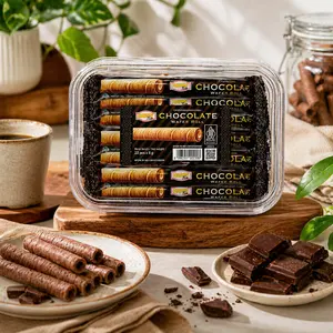[TERLARIS TERMURAH] Happy Time - Astor Premium Chocolate Wafer Roll (1 Container Box Isi 22 pcs)