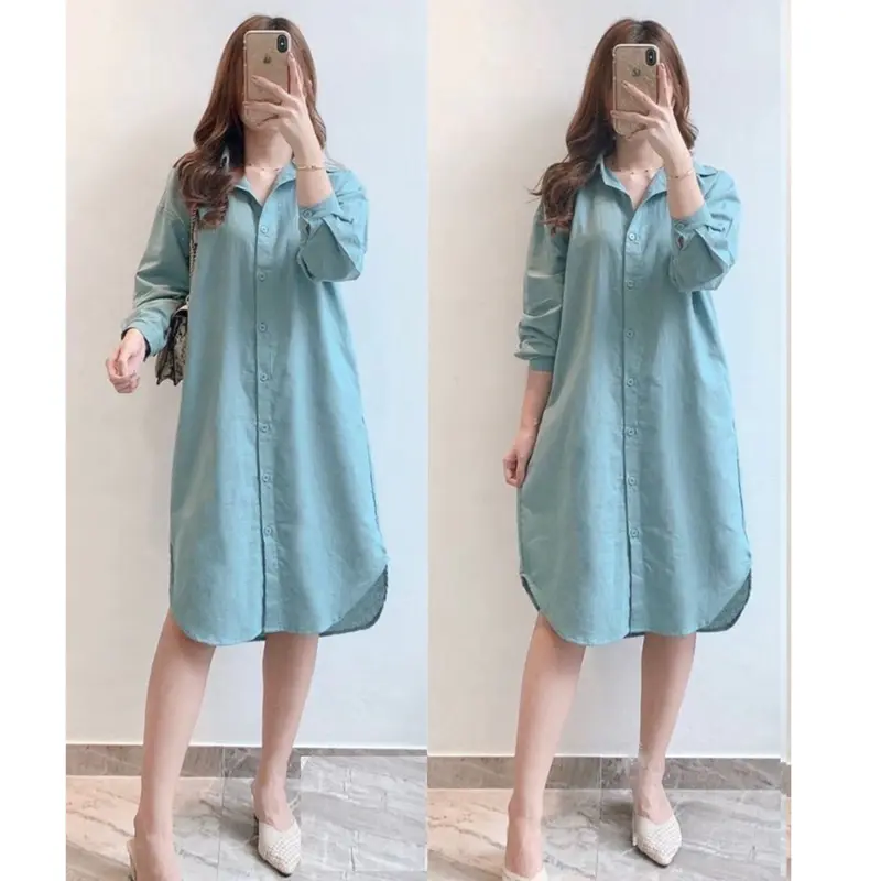 Baju Tunik Kemeja Wanita Muslim Kain Syakila Twill Premium Kancing Aktif 7