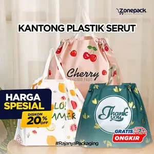 Kantong Plastik Serut | Tas Shopping Bag Serut |Totebag Karakter | Tote Shopping Plastic Goodie Bag |Kantong Kado hadiah