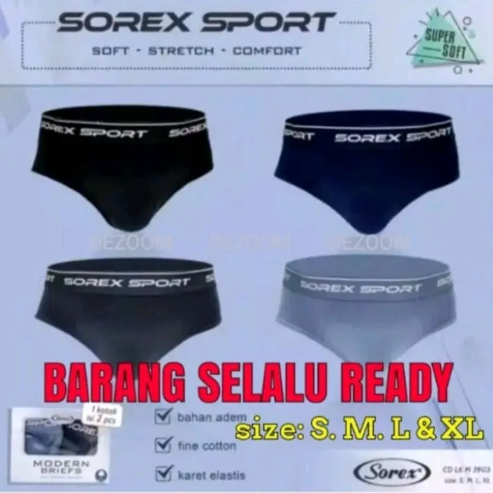 Celana Dalam Pria Segitiga Sorex 3903 Bahan Spandex Super Soft Lembut Melar Polos