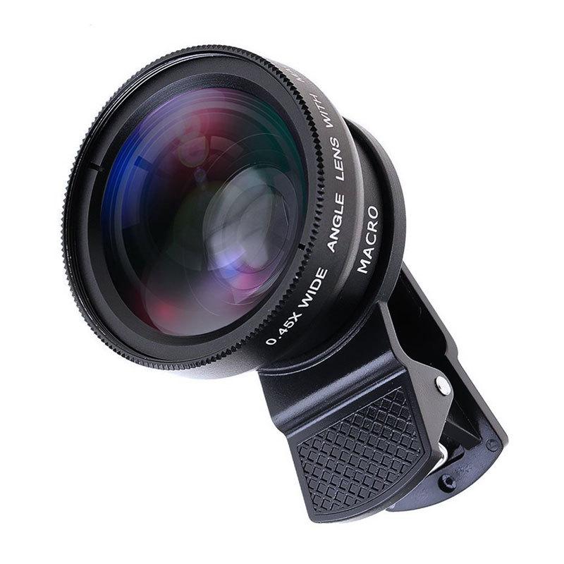 Ống kính điện thoại thông minh đa năng, chuyên nghiệp, 37 mm, 0,45x, 49 UV, góc rộng + macro, 2 trong 1, độ phân giải cao.