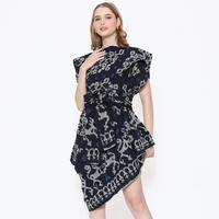 Gambar Etniq Craft Geraldine Assimetris Dress Tenun With Obi-Navy dari Batik Etniq Craft Kota Bekasi 2 Tokopedia