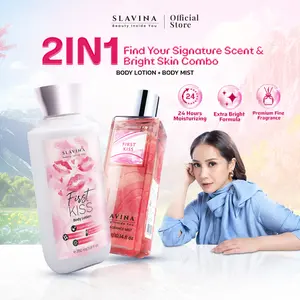 [SPECIAL MEGA CREATOR] SLAVINA Bundle 2IN1 (Body Lotion + Body Mist) | Luxury Fragrance Body Care Warm Cherry Coconut Scent, Soft & Glowing