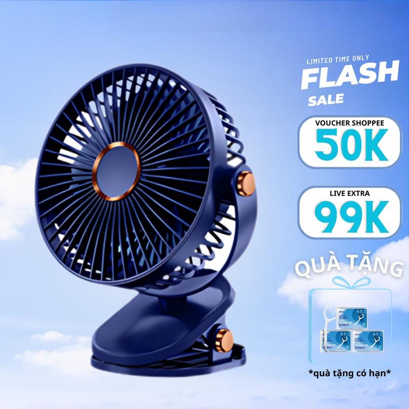 Đèn Quạt Mini 6 Inch Kết Hợp Sạc USB Pin Lithium 1200mAh-2000mAh Động Cơ Không Chổi Than 5 Mức Gió Đèn Ngủ Tiện Lợi Cho Phòng Trọ Flash Sale Voucher 50K Live Extra 99K Quà Tặng Có Hạn