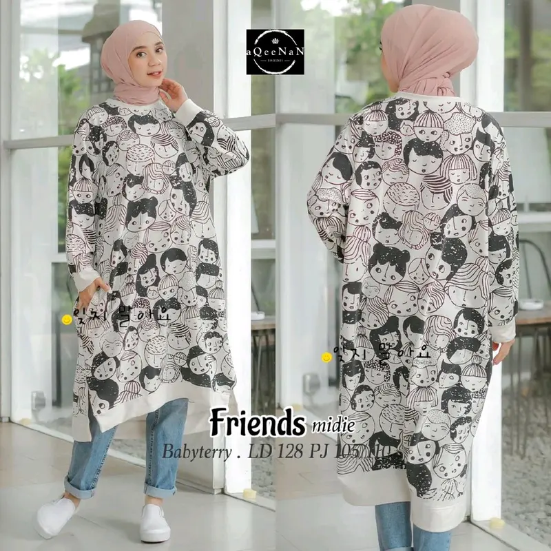 Kaos Tunik/Midie babyterry FRIENDS LD 128cm Panjang 105/110cm by rivera 0